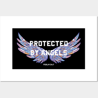 Protected By Angels, Psalm 34:7, Bible Verse, Christian Posters and Art